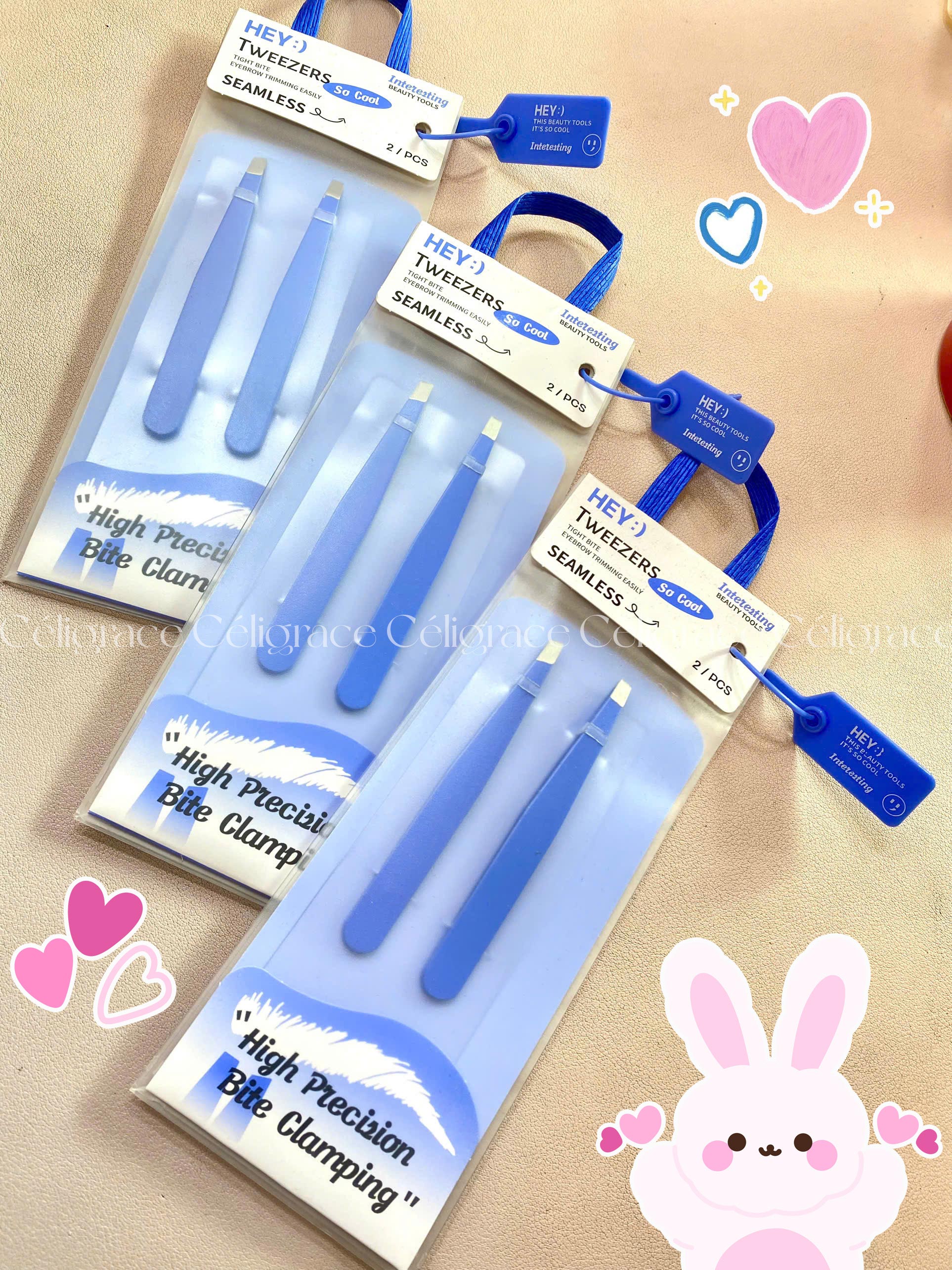 H-9028 - Set 2 Nhíp Tỉa Lông Mày HEY Eyebrow Tweezers 45g (Xanh)