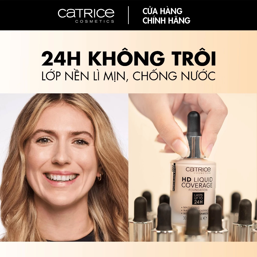 Kem Nền CATRICE Kiềm Dầu, Che Phủ Tự Nhiên HD Liquid Coverage Foundation 30ml