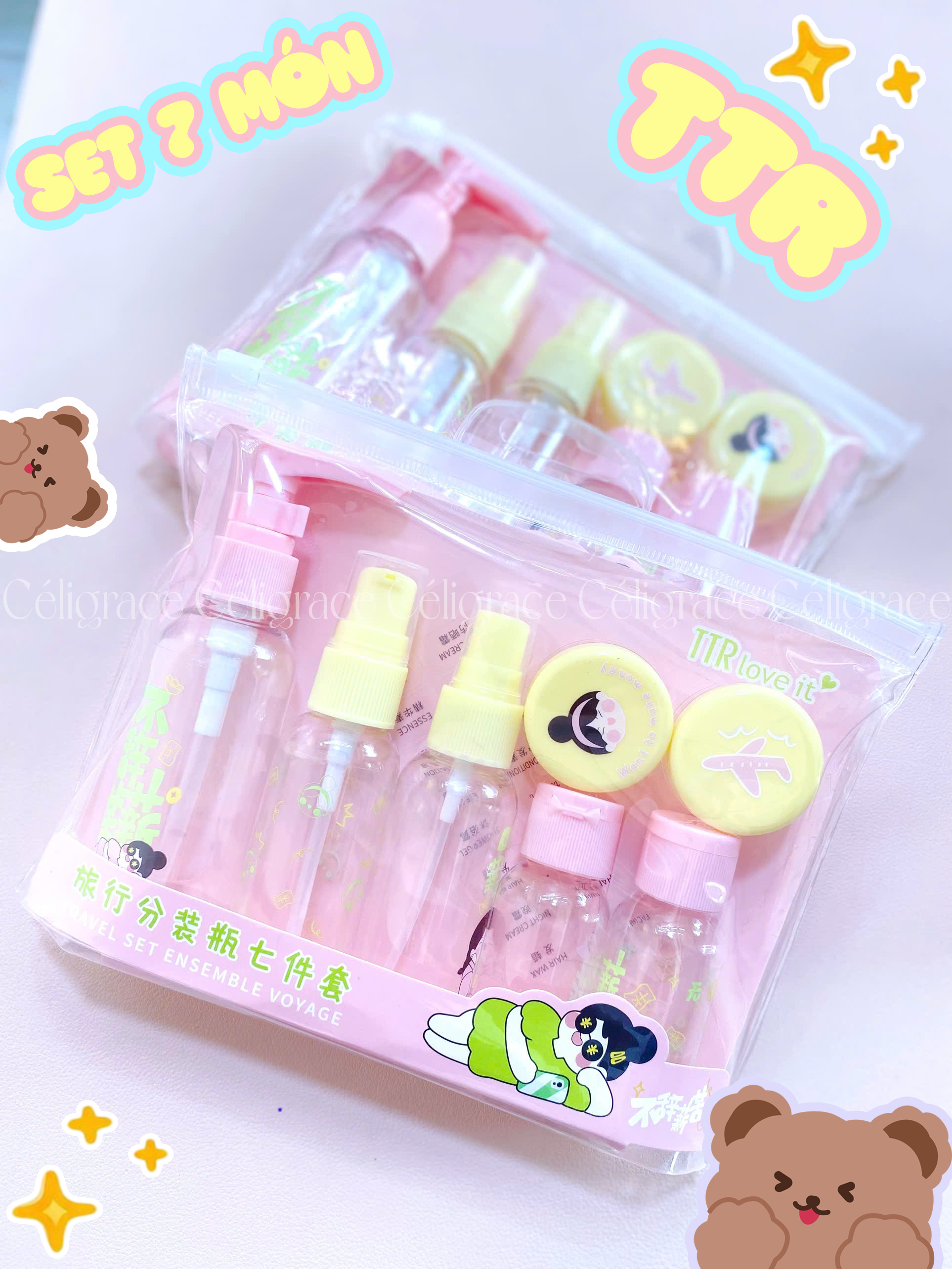 CM-2348 [SET 8 MÓN] - Bộ Chiết Mỹ Phẩm TTR (Hồng)
