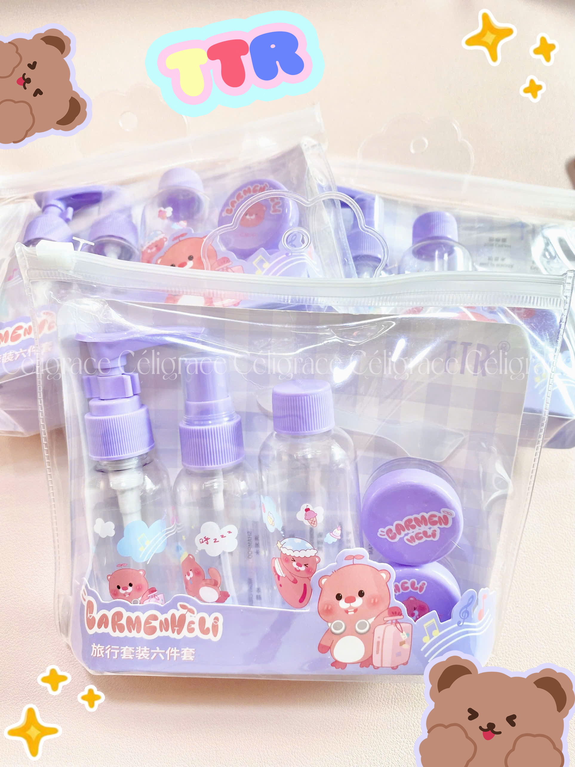 CM-KL1198 [SET 6 MÓN] - Bộ Chiết Mỹ Phẩm TTR Carmen Heli (Tím)