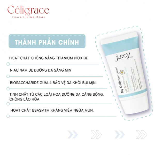 Kem Chống Nắng Ju:cy Dưỡng Ẩm và Ngăn Ngừa Lão Hóa My Daily Sun Lotion 45ml