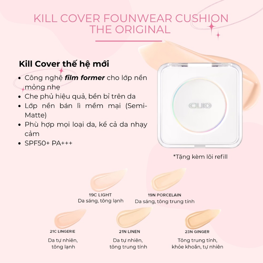 [Mới Nhất] Phấn Nước Clio Kill Cover Founwear Cushion The Original SPF 50 PA+++