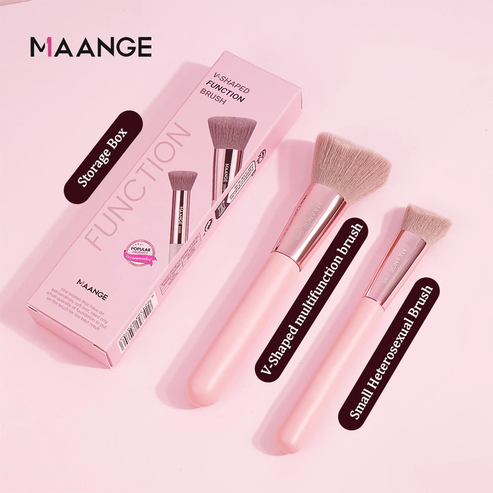 MAANGE - Bộ 2 Cọ Kem Nền/Tạo Khối/Che Khuyết Điểm Pink Edition 55070