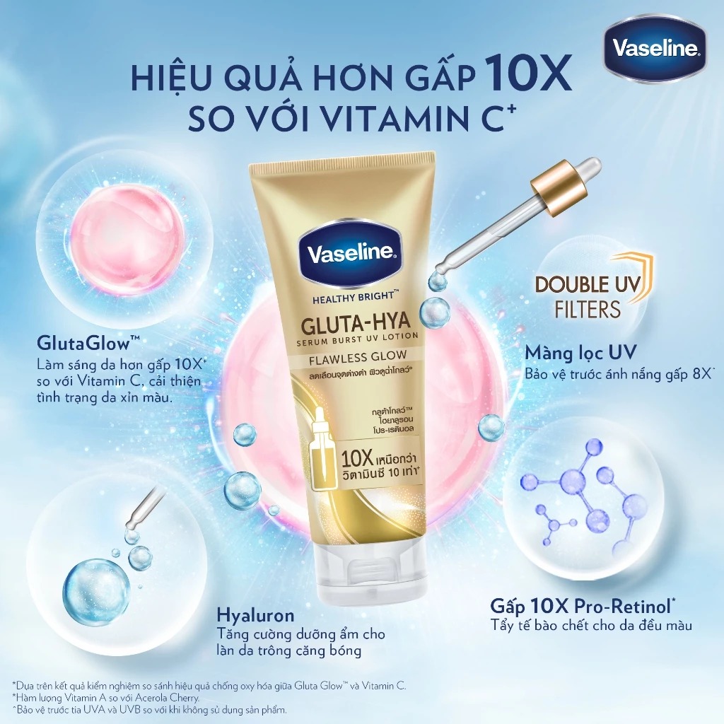 Serum Vaseline Gluta-Hya Dưỡng Da Sáng Mịn Sau 7 Ngày 330ml