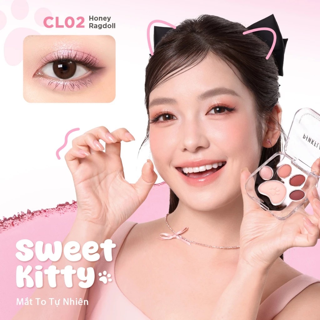 Bảng Phấn Mắt 5 Ô PINKFLASH Meow Paw Mịn Màng, Lâu Trôi 6g