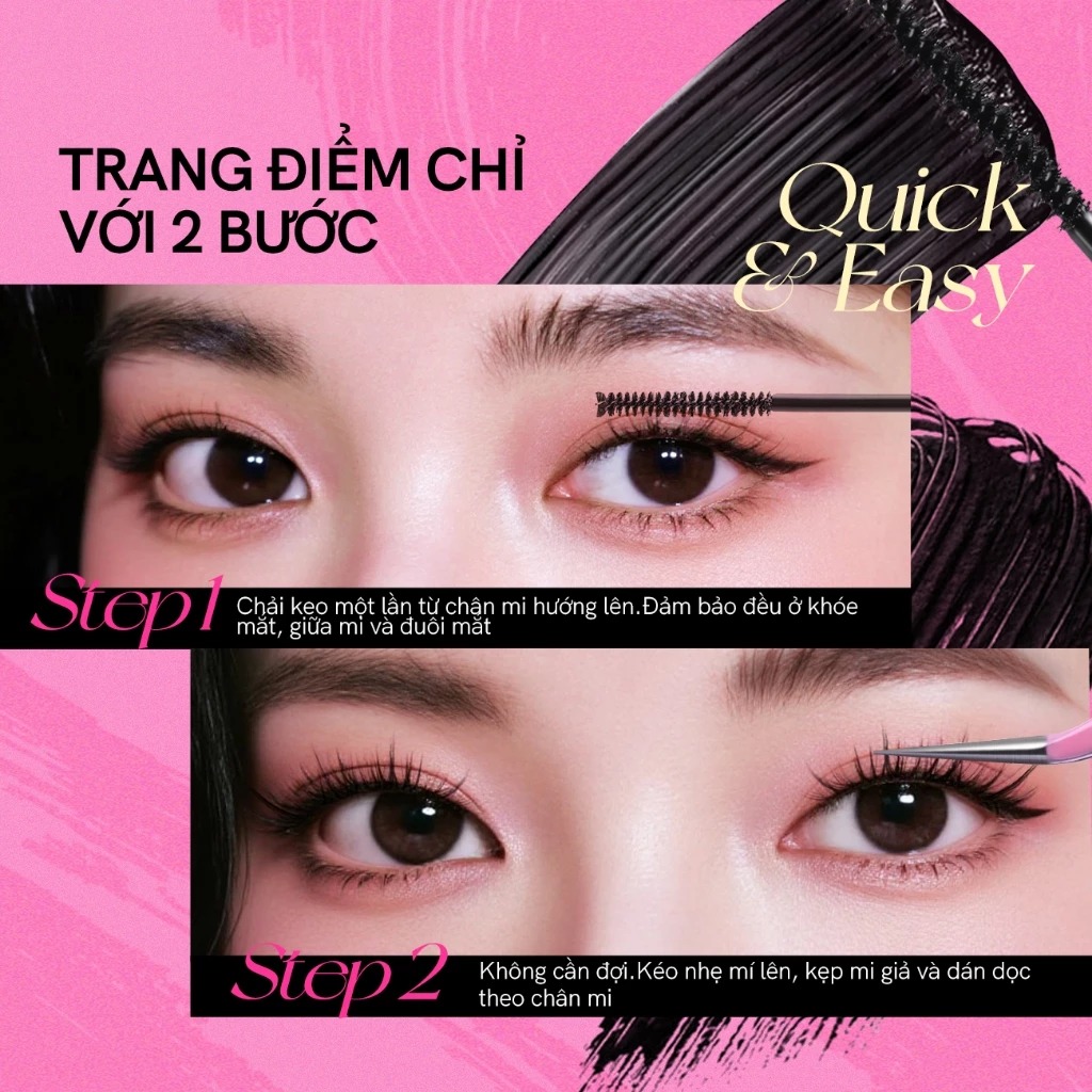 [Phiên Bản Mới] Mascara Keo Dán Mi 2 Đầu 4in1 Mlen Diary 8g - Màu Đen