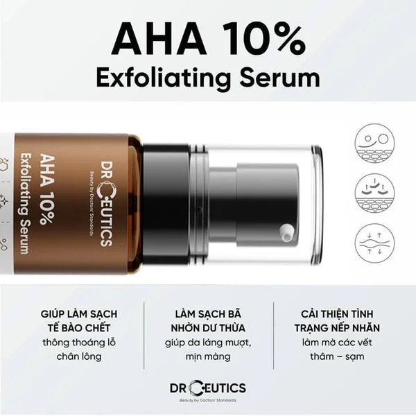 Serum DrCeutics Loại Bỏ Tế Bào Chết, Làm Sáng Da, Ngăn Ngừa Lão Hóa AHA 10% Exfoliating Serum