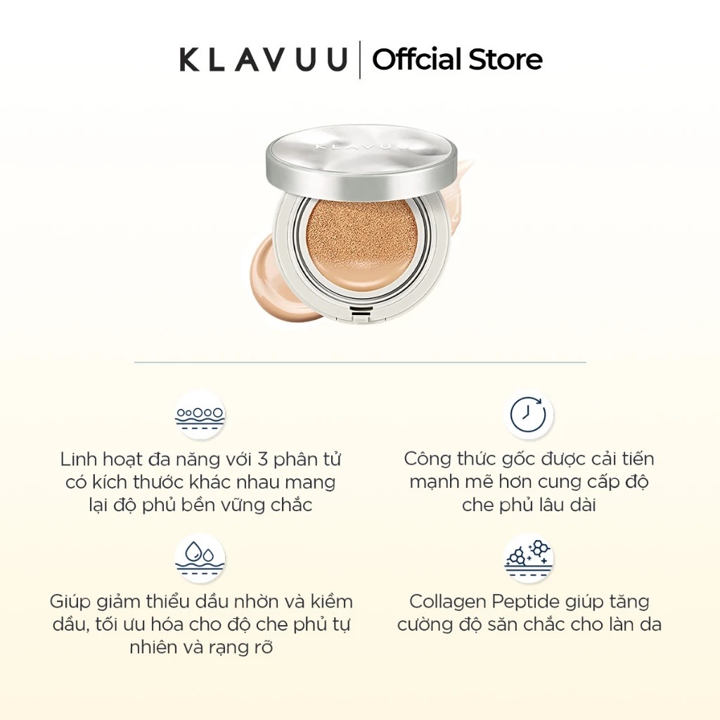 Phấn Nước Che Phủ Hoàn Hảo KLAVUU Urban Pearlsation High Coverage Tension Cushion Ex SPF50+ PA++++ 12g