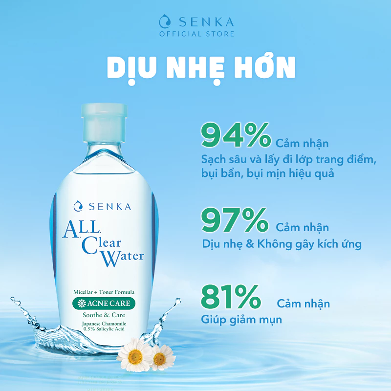 Nước Tẩy Trang Senka Ngăn Ngừa Mụn All Clear Water Acne Care 230ml