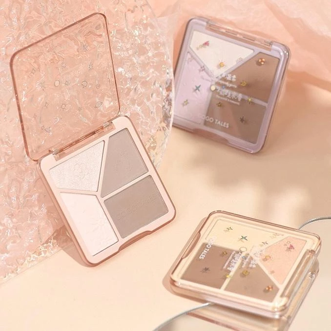 Phấn Bắt Sáng, Tạo Khối GOGO TALES 4 Ô Light Shadow Flawless Highlight Contouring Palette