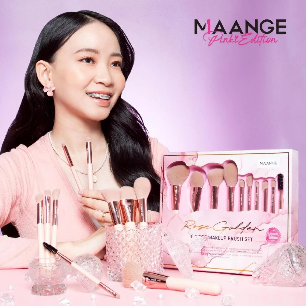 MAANGE - Bộ 10 Cọ Trang Điểm Pinkedition Kèm Hộp Giấy Đựng Cọ 55075