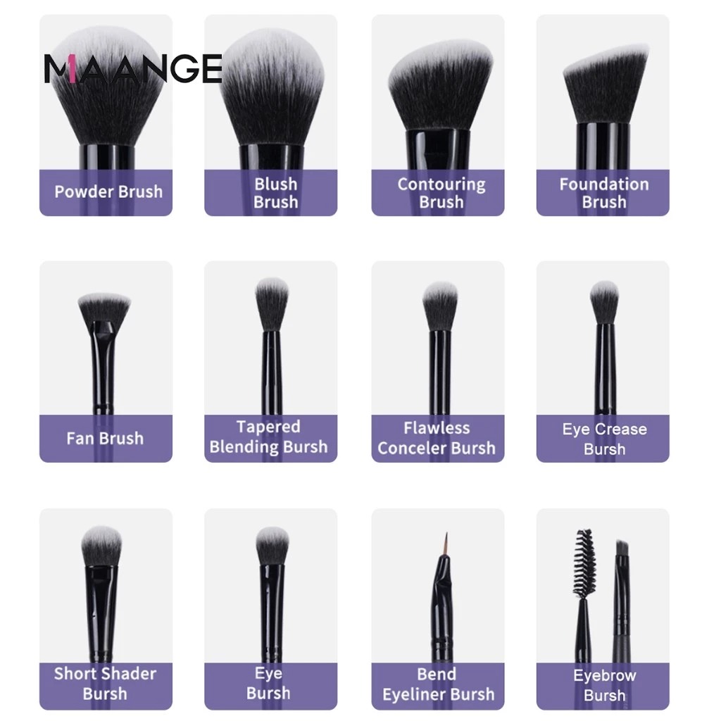 MAANGE - Bộ 12 Cọ Trang Điểm 51367 (Đen)