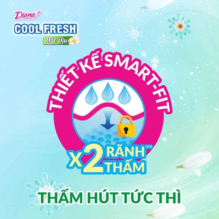 Băng Vệ Sinh Diana Sensi Cool Fresh Có Cánh - Mặt Bông - (Xanh Dương) - (Che tên sản phẩm khi giao hàng)