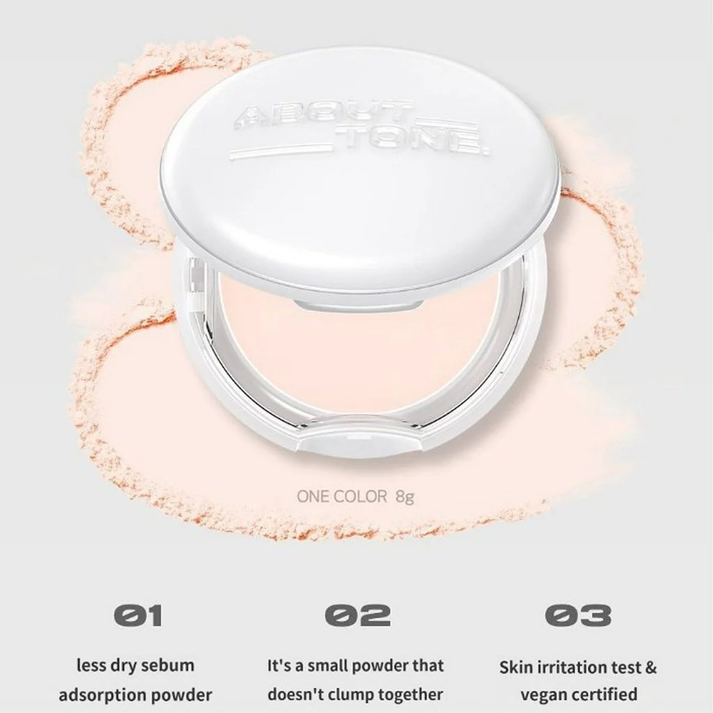 Phấn Phủ Kiềm Dầu, Nâng Tone Nhẹ About Tone Sebum Cut Powder Pact 9g (Trắng)