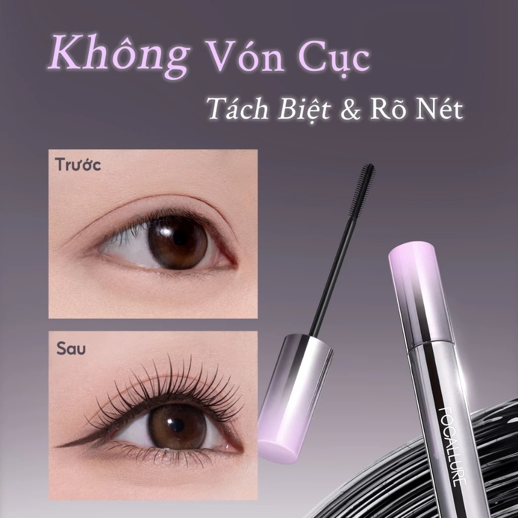 Mascara FOCALLURE Đầu Cọ Sợi Mảnh Lenthening BK01 7.3G