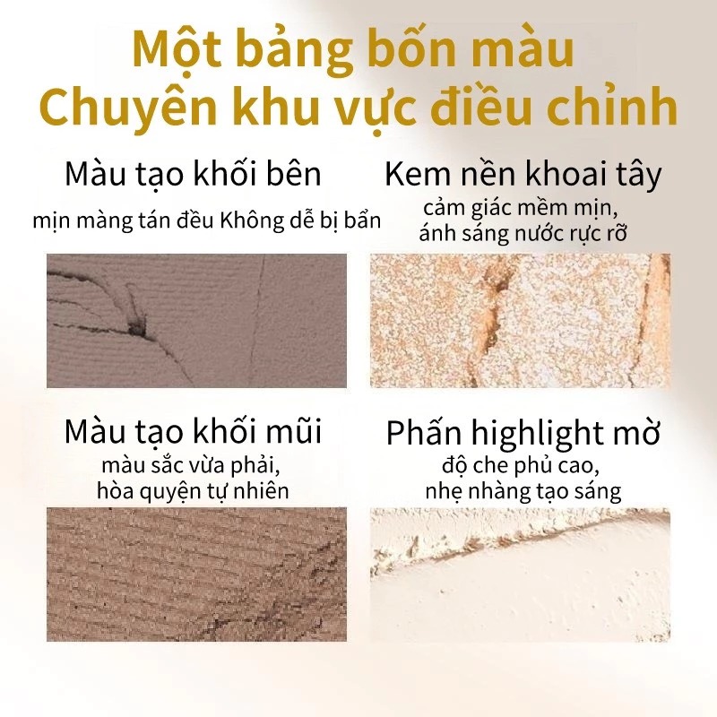 Bảng Phấn Bắt Sáng Và Tạo Khối VEECCI 4 Ô Tự Nhiên Lâu Trôi Chống Nước 9g