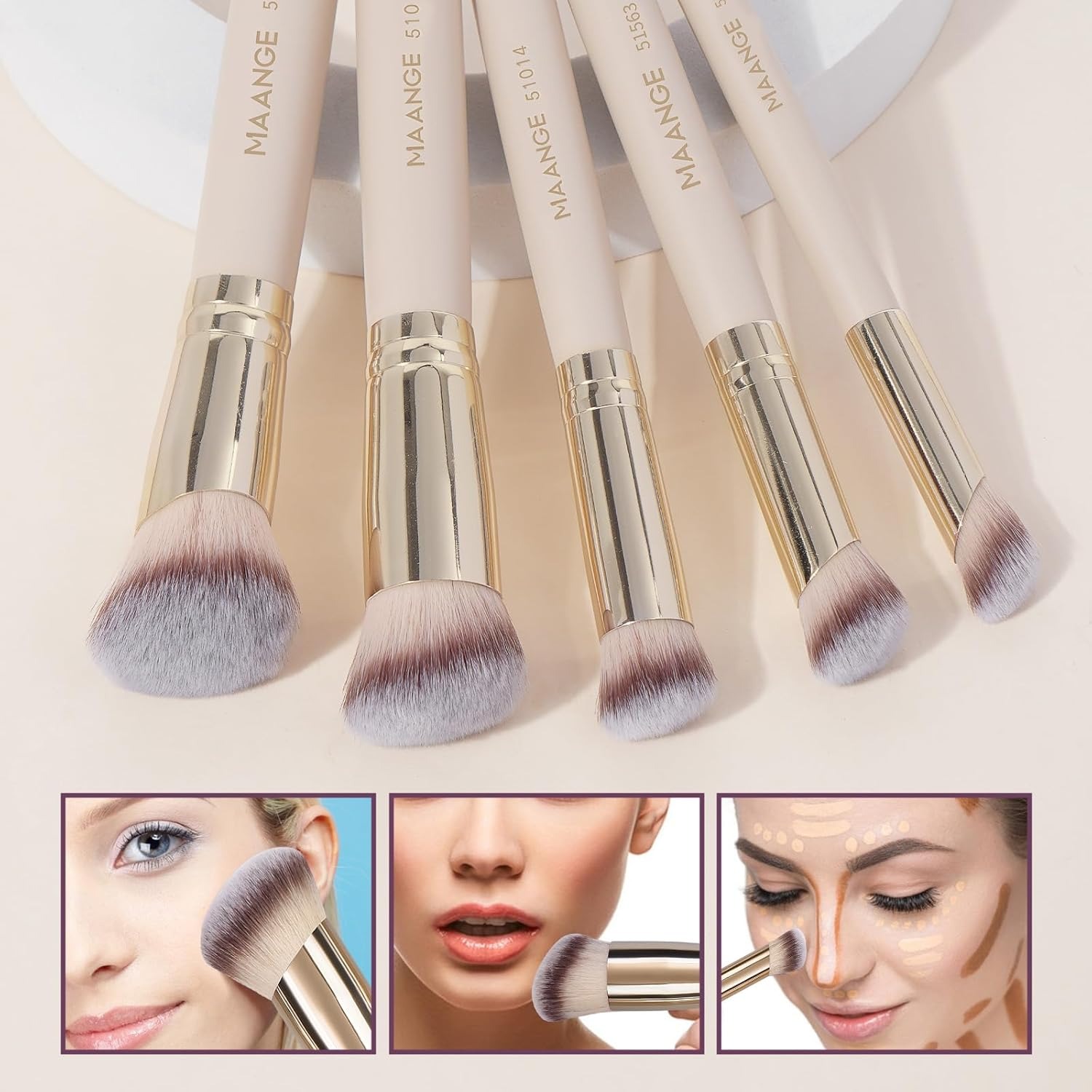 MAANGE - Bộ 5 Cọ Trang Điểm 51737 (Màu Be)