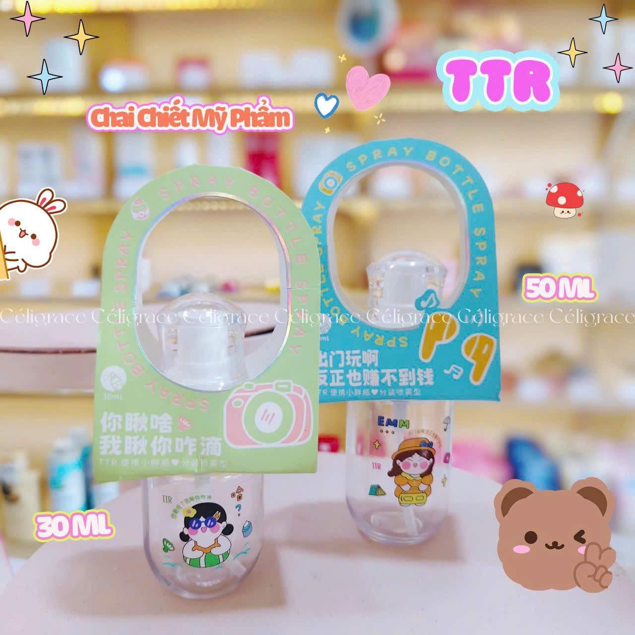 [1 CHAI] Chai Nhựa Chiết Mỹ Phẩm Tiện Lợi TTR Dạng Tròn - Đầu Xịt Phun Sương
