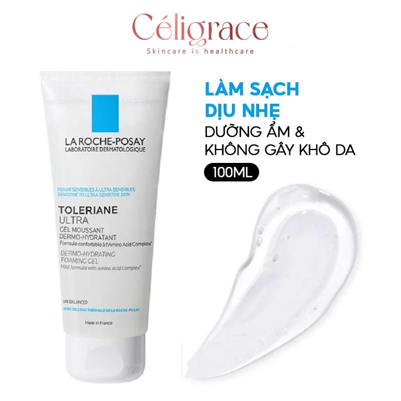[CLESAL2401 - DATE 07/2024] Gel Rửa Mặt Làm Sạch Dịu Nhẹ, Dưỡng Ẩm Dành Cho Da Nhạy Cảm La Roche-Posay Toleriane Ultra Dermo-Hydrating Foaming Gel Amino Acid Cleanser 100ml