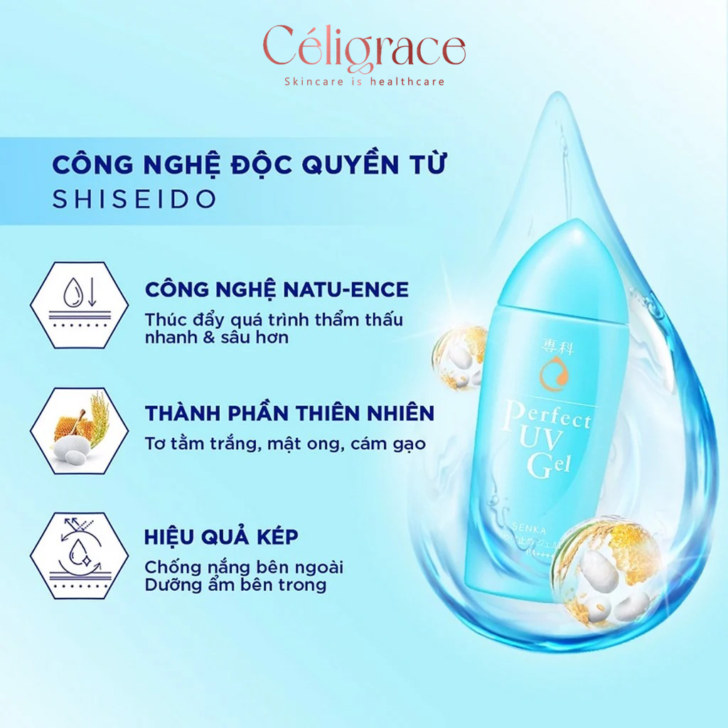 Gel Sữa Chống Nắng Senka Ẩm Mượt Cho Da Khô Perfect UV Gel SPF50/PA++++ 80ml