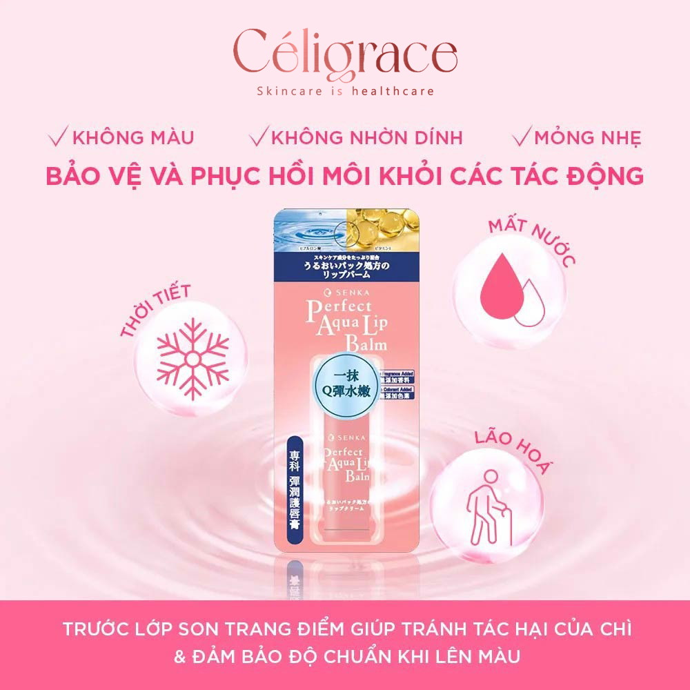 Son Dưỡng Môi Senka Cấp Ẩm & Ngừa Khô, Nẻ Môi Perfect Aqua Lip Balm 4.5g