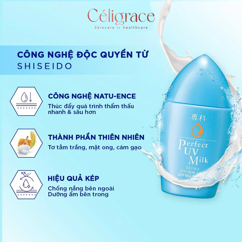 Sữa Chống Nắng Senka Kiềm Dầu, Mịn Lì SPF50/PA++++ Perfect UV Milk 40ml
