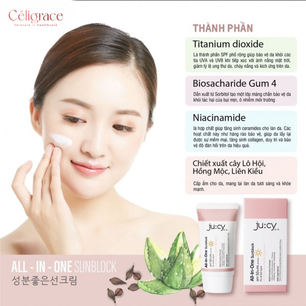 [Tuýp Mới 50ml] Kem Chống Nắng Ju:cy Nâng Tone All-In-One Sunblock SPF50+ PA++++