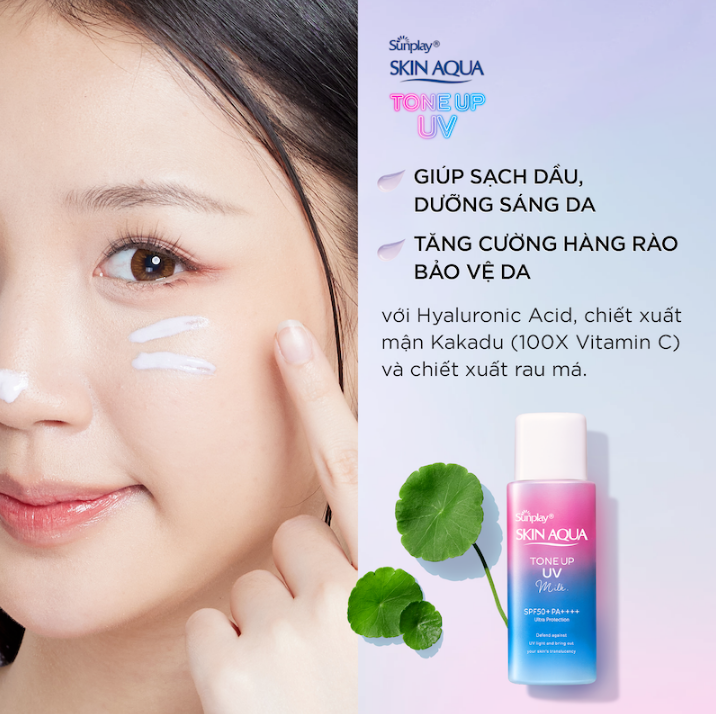 Sữa Chống Nắng Sunplay SKIN AQUA Hiệu Chỉnh Sắc Da Tone Up UV Milk Lavender SPF50+/PA++++ 50g (Tím-Chai)