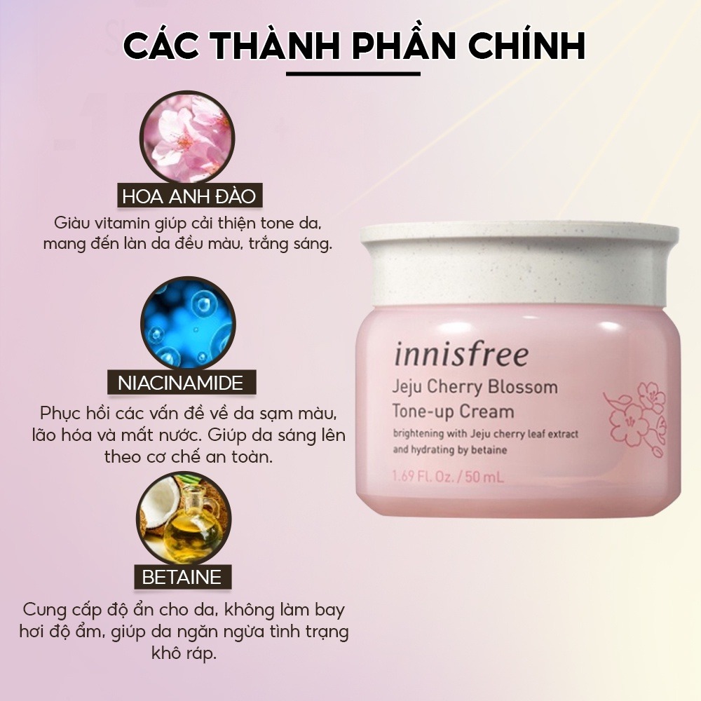 Kem Dưỡng Ẩm innisfree Nâng Tông Da Hoa Anh Đào Jeju Cherry Blossom Tone Up Cream 50ml