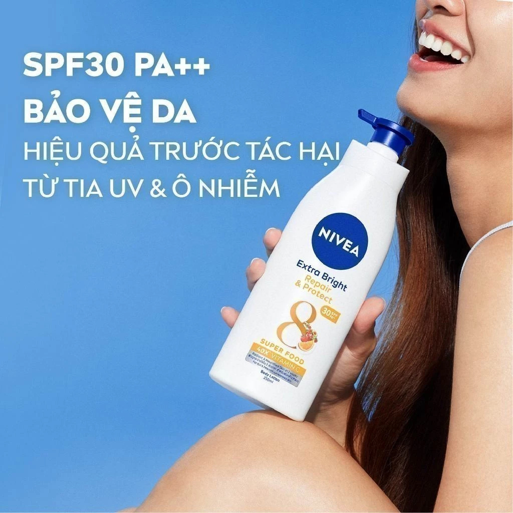 Sữa Dưỡng Thể Hỗ Trợ Dưỡng Sáng, Giúp Da Đàn Hồi, Căng Mịn Nivea Extra Bright Body Lotion