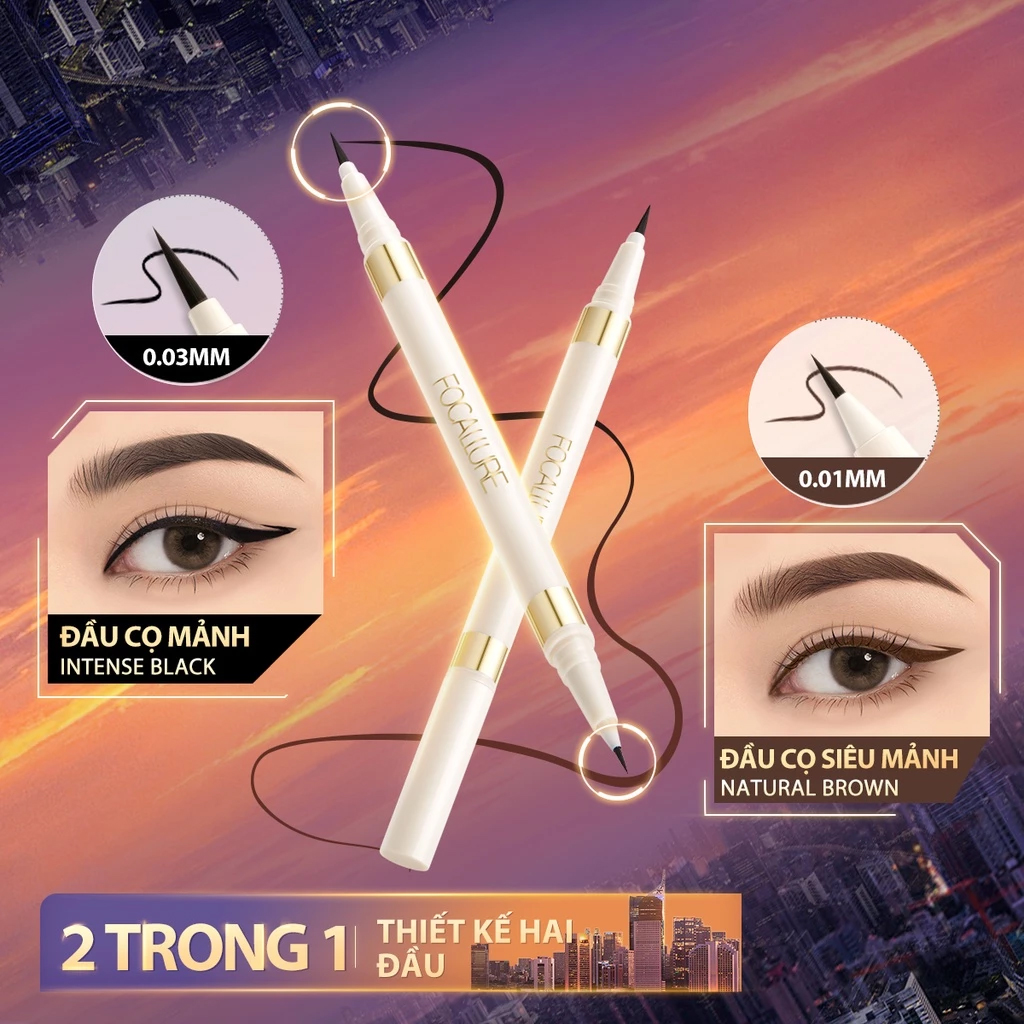 Bút Kẻ Mắt Dạng Lỏng 2 Đầu FOCALLURE Ultra-Skinny Liquid Eyeliner LL01