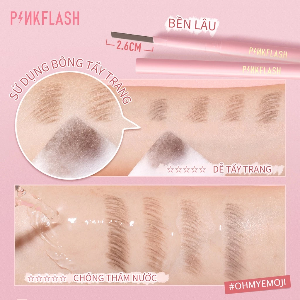 Chì Kẻ Lông Mày Chống Nước Giữ Màu Tích Hợp Đầu Cọ Chải Tiện Dụng PINKFLASH 0.2g