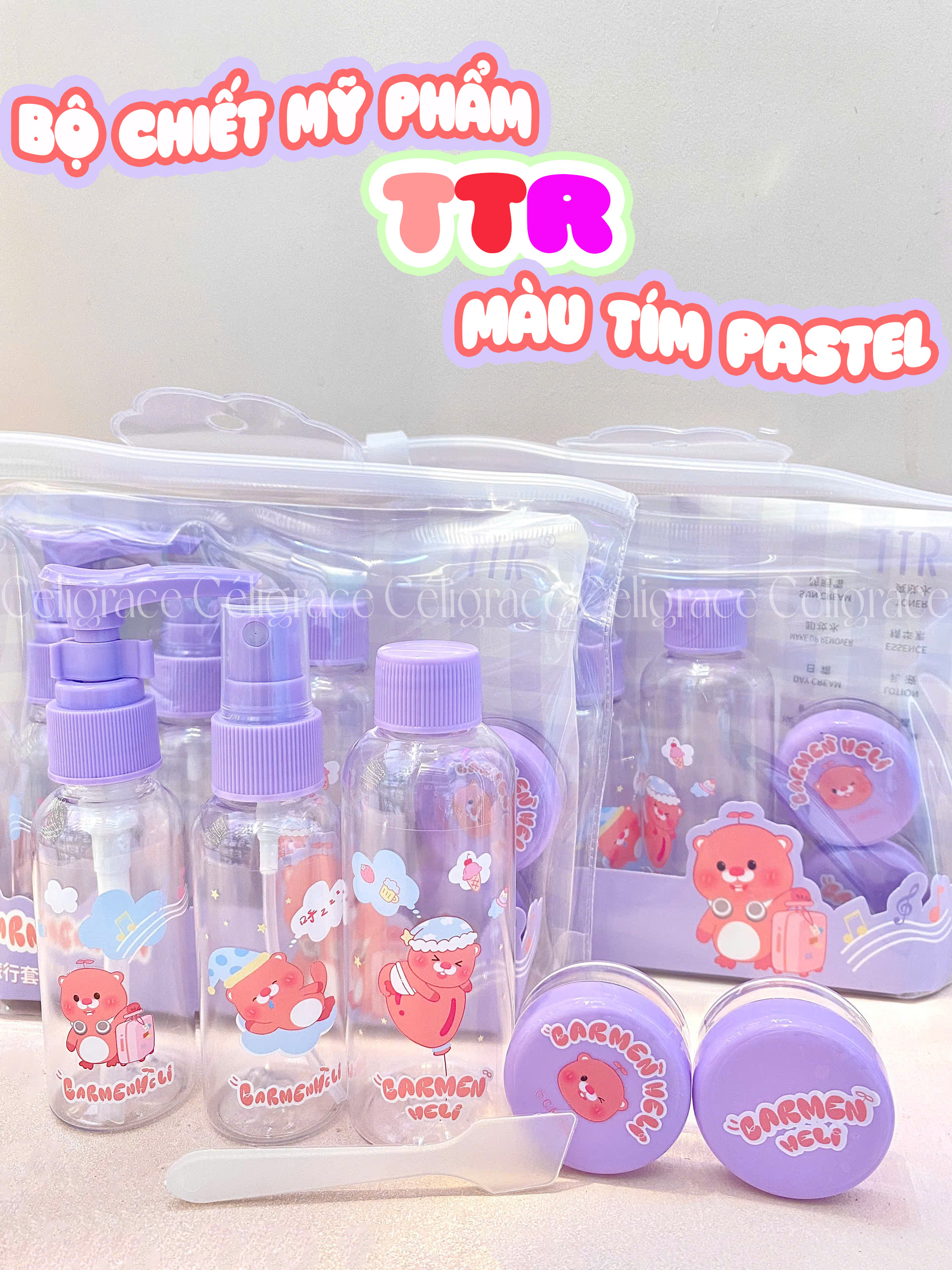 CM-KL1198 [SET 6 MÓN] - Bộ Chiết Mỹ Phẩm TTR Carmen Heli (Tím)