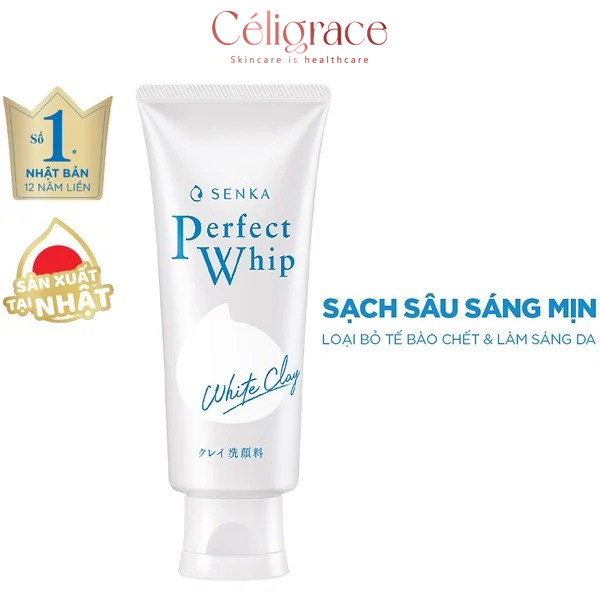 Sữa Rửa Mặt Đất Sét Trắng Giúp Làm Sạch Sâu, Dưỡng Da Sáng Mịn Senka Perfect White Clay 120g