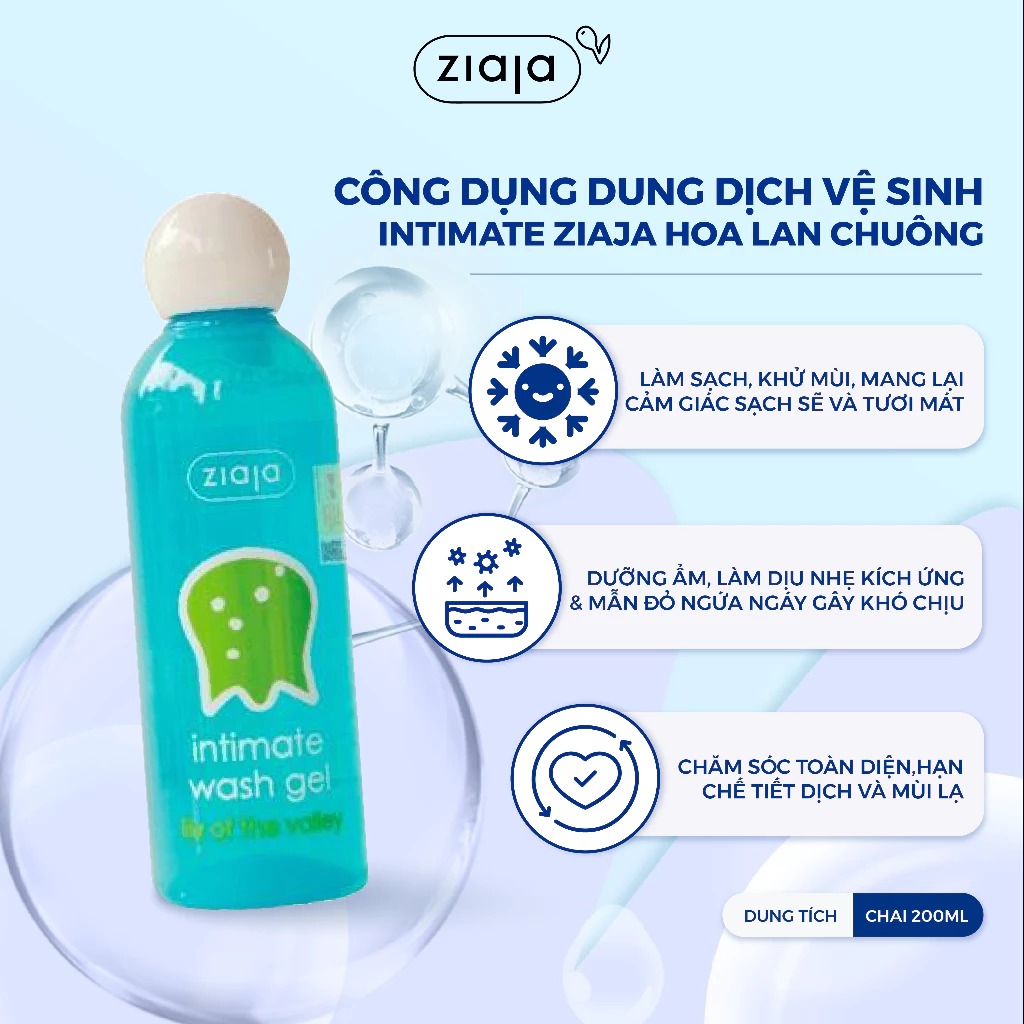Dung Dịch Vệ Sinh Phụ Nữ Ziaja Giúp Dưỡng Ẩm, Khử Mùi Intimate Wash Gel 200ml