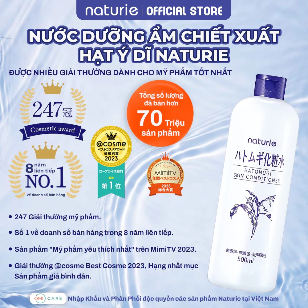 Toner Naturie Dưỡng Ẩm Da Từ Hạt Ý Dĩ Skin Conditioner 500ml
