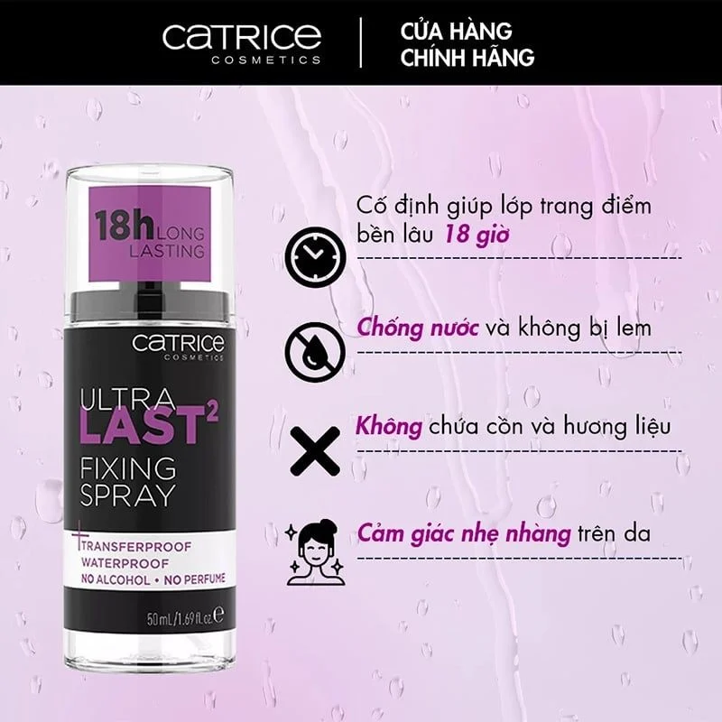 Xịt Khóa Nền Kiềm Dầu, Giữ Ẩm, Căng Bóng, Lâu Trôi Catrice Fixing Spray 50ml