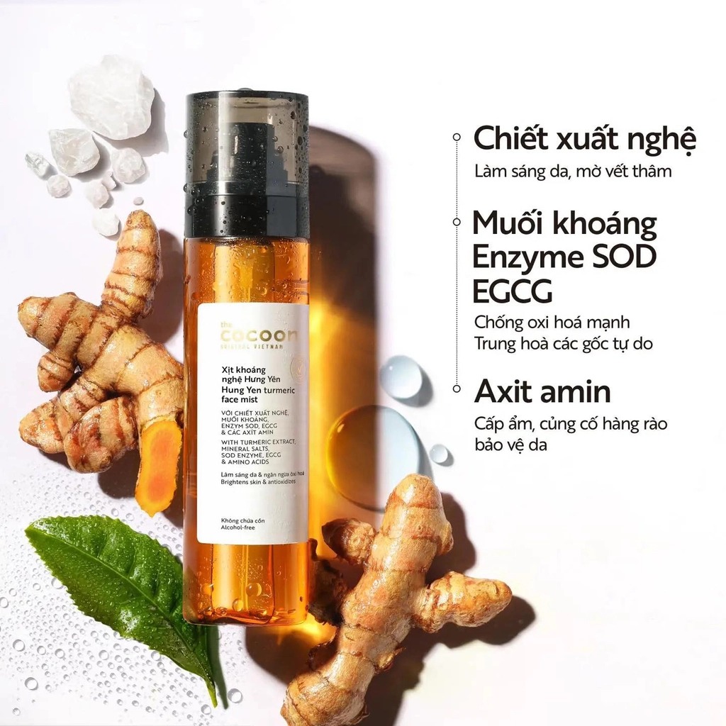 Xịt Khoáng Cocoon Nghệ Hưng Yên Giúp Sáng Da Turmeric Face Mist 130ml
