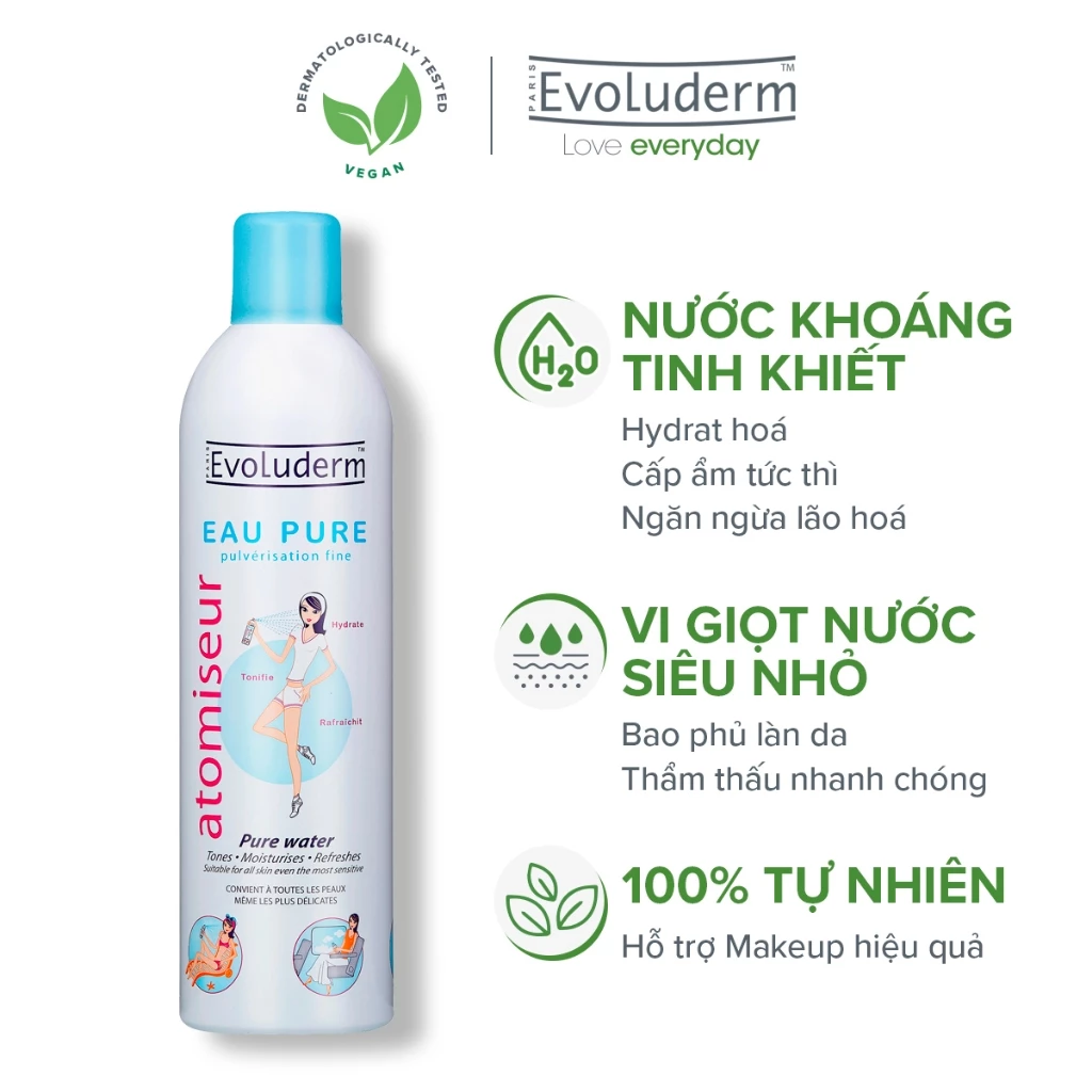Xịt Khoáng Cấp Nước Evoluderm Atomiseur Eau Pure Water