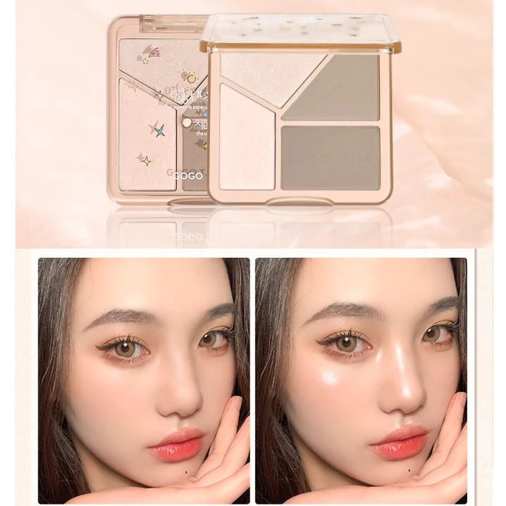 Phấn Bắt Sáng, Tạo Khối GOGO TALES 4 Ô Light Shadow Flawless Highlight Contouring Palette