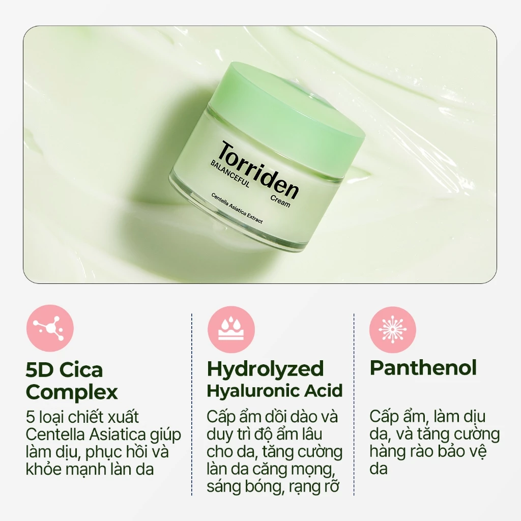 Kem Dưỡng TORRIDEN Làm Dịu, Phục Hồi Da Bị Tổn Thương Balanceful Cica Cream 80ml