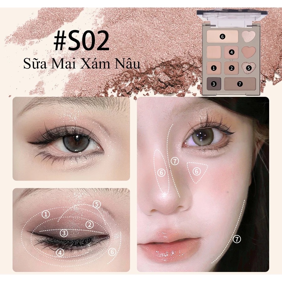 Bảng Phấn Mắt Mini 10 Ô VEECCI 4.2g