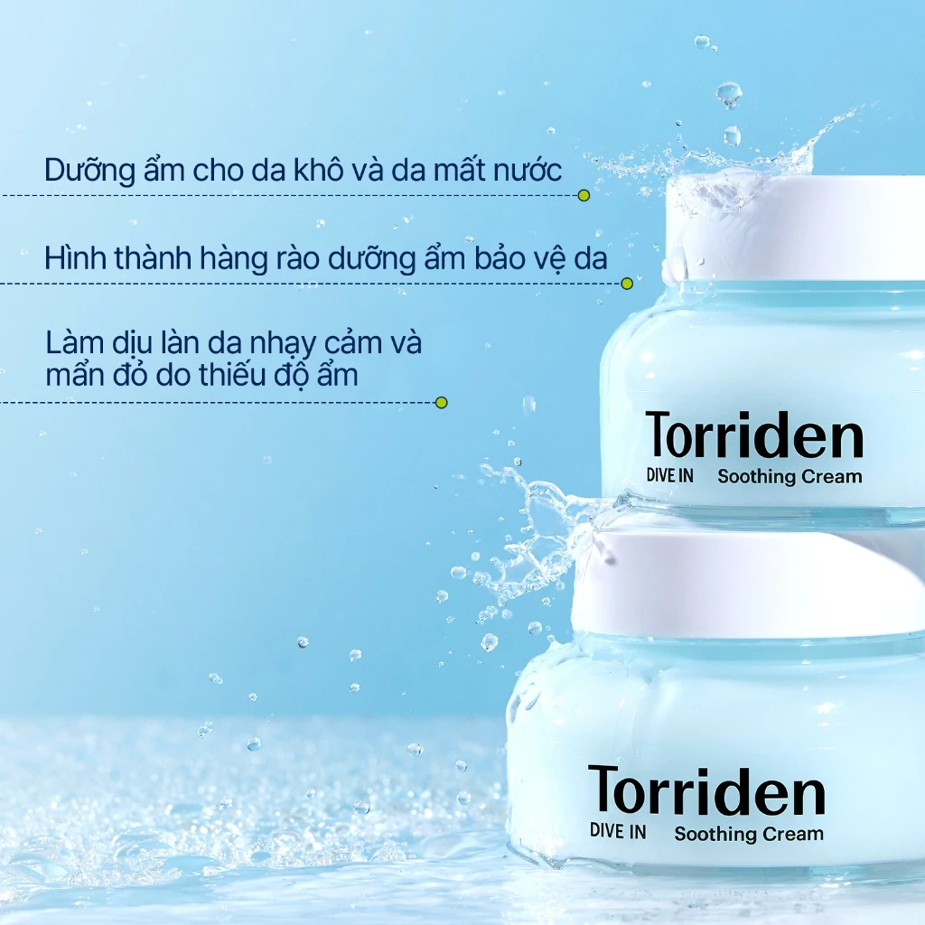 Kem Dưỡng Làm Dịu, Dưỡng Ẩm, Căng Mịn Da Torriden Dive-In Low Molecular Hyaluronic Acid Soothing Cream 100ml