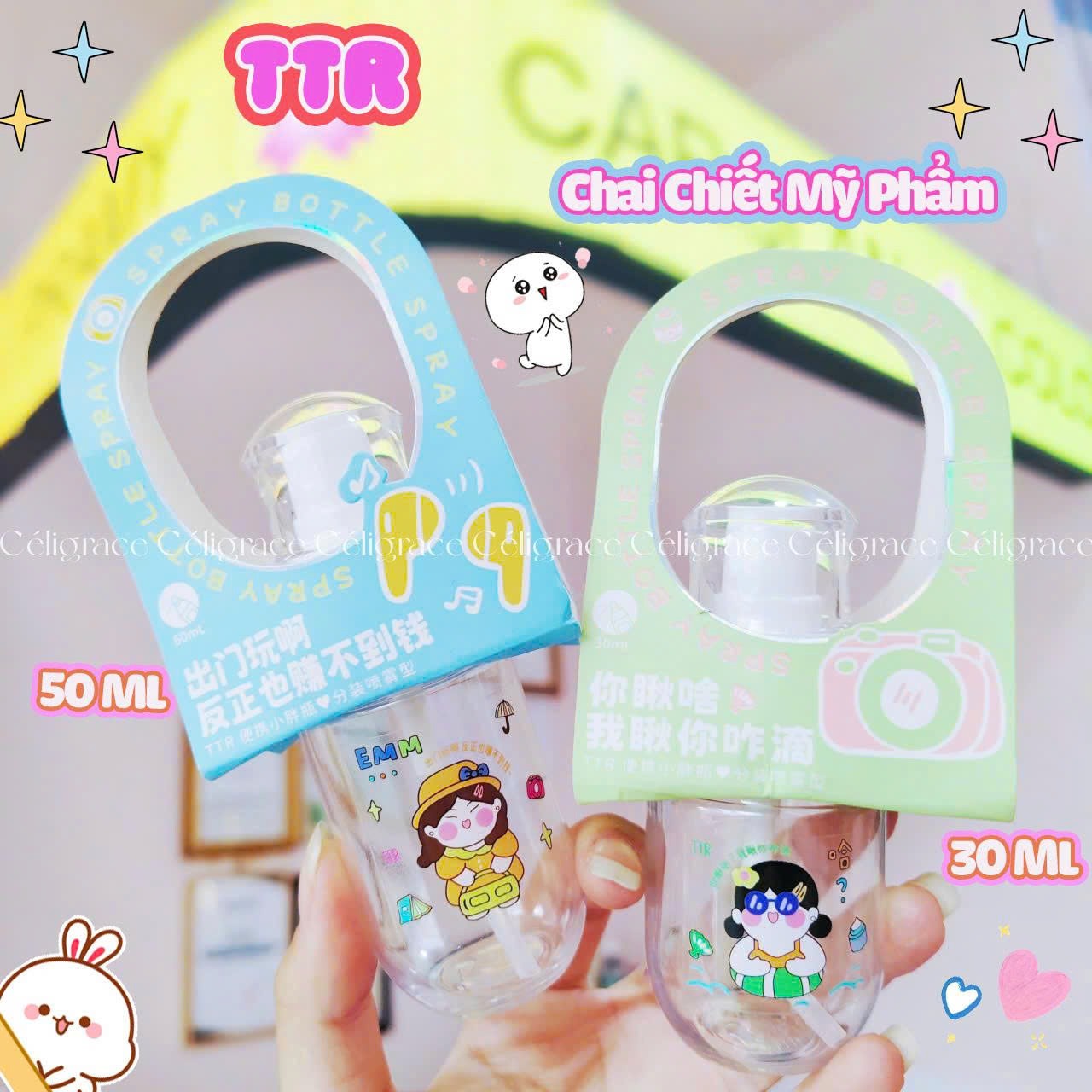 [1 CHAI] Chai Nhựa Chiết Mỹ Phẩm Tiện Lợi TTR Dạng Tròn - Đầu Xịt Phun Sương