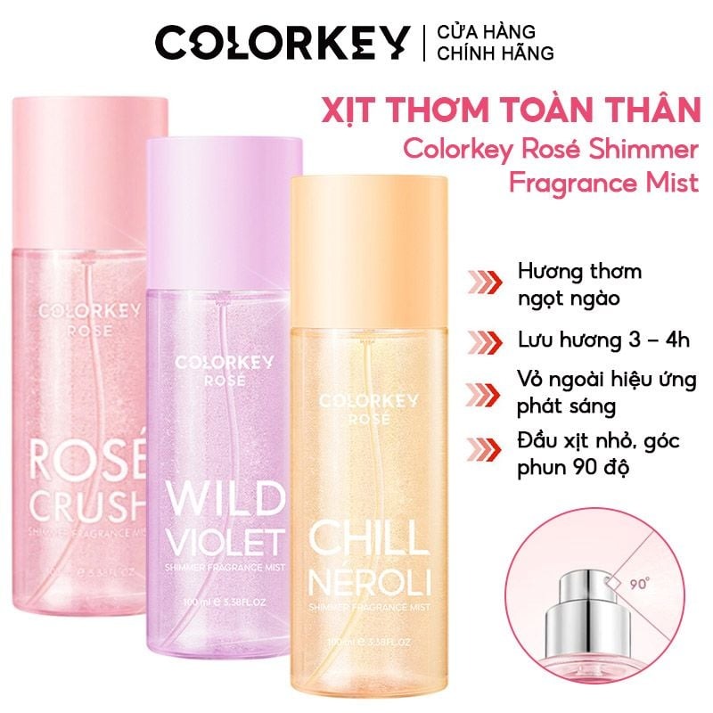 Xịt Thơm Toàn Thân Colorkey Rosé Shimmer Fragrance Mist 100ml