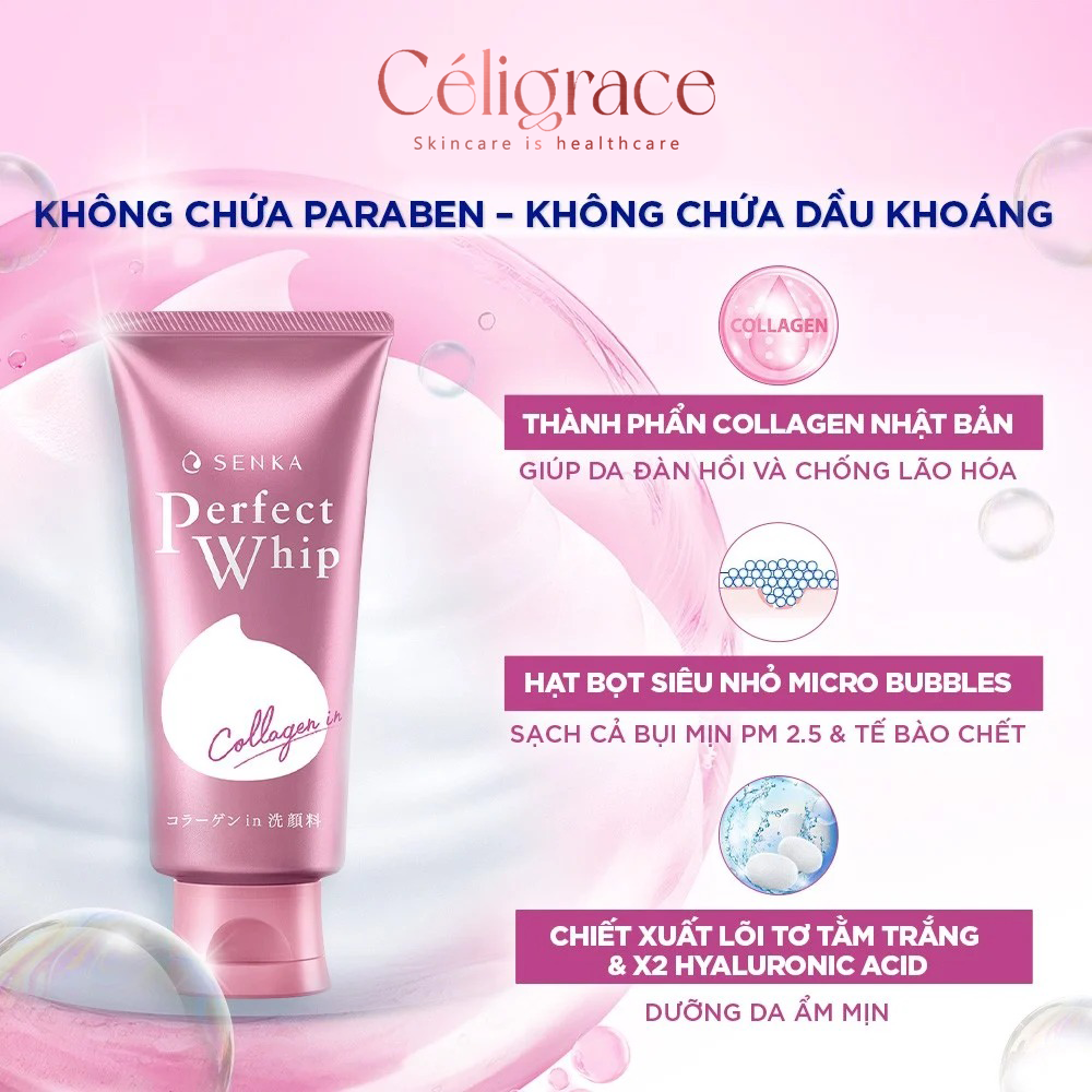 Sữa Rửa Mặt Senka Tạo Bọt Bổ Sung Collagen Perfect Whip Collagen In 120g
