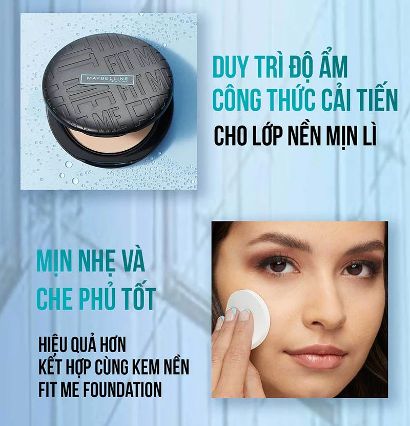 Phấn Phủ MAYBELLINE Dạng Nén Che Phủ Hoàn Hảo, Kiềm Dầu Hiệu Quả Fit Me Matte Poreless Powder SPF32 /PA+++ 6g (Hộp Tròn)