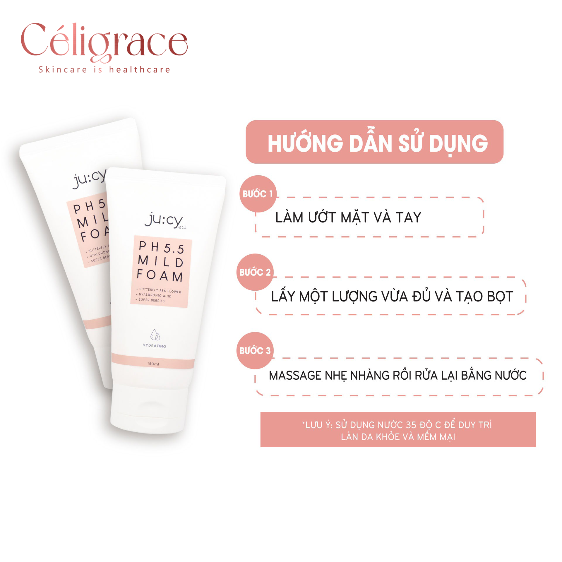 [Mẫu Mới] Sữa Rửa Mặt Ju:cy pH5.5 Mild Foam 130ml
