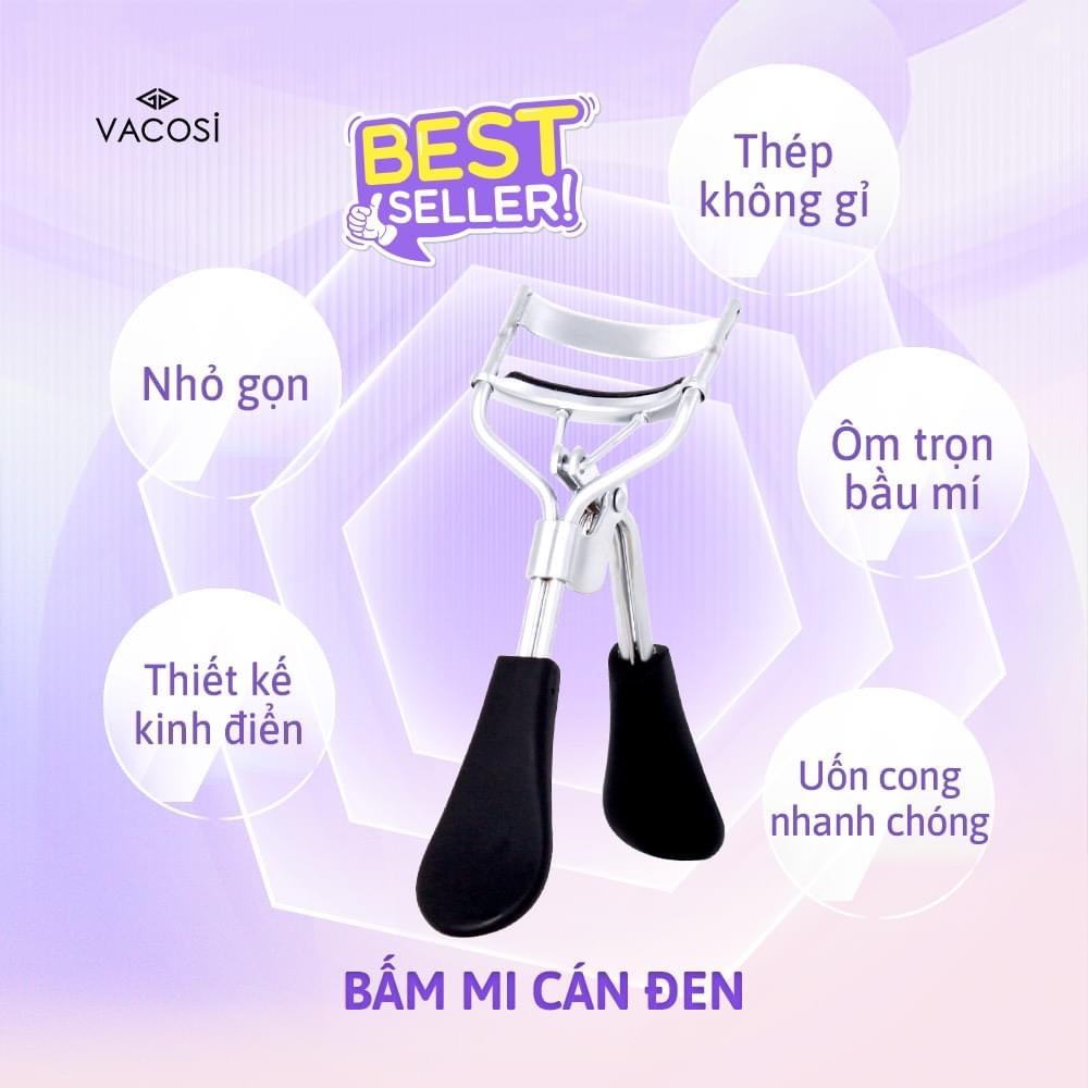 BM03 - Bấm Mi VACOSI Modern Lash Curler (Cán Đen)