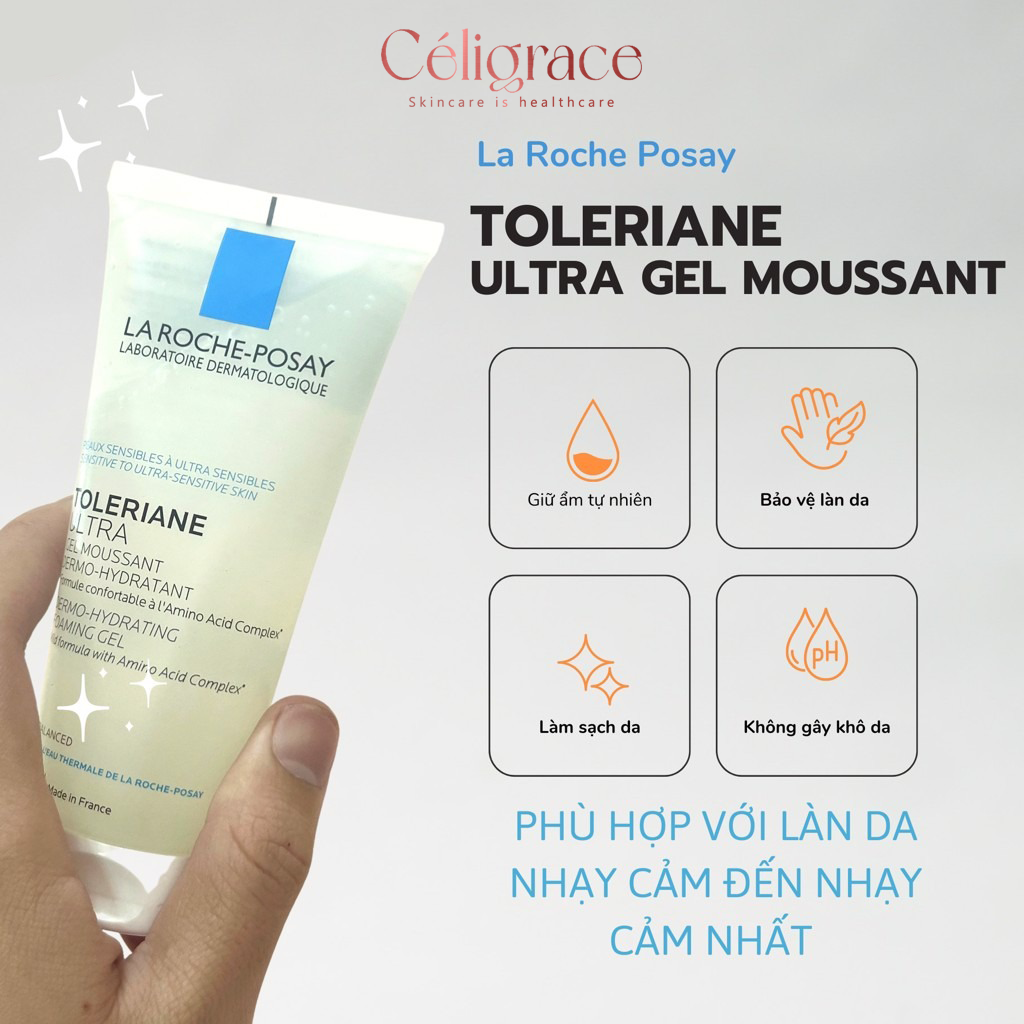 [CLESAL2401 - DATE 07/2024] Gel Rửa Mặt Làm Sạch Dịu Nhẹ, Dưỡng Ẩm Dành Cho Da Nhạy Cảm La Roche-Posay Toleriane Ultra Dermo-Hydrating Foaming Gel Amino Acid Cleanser 100ml